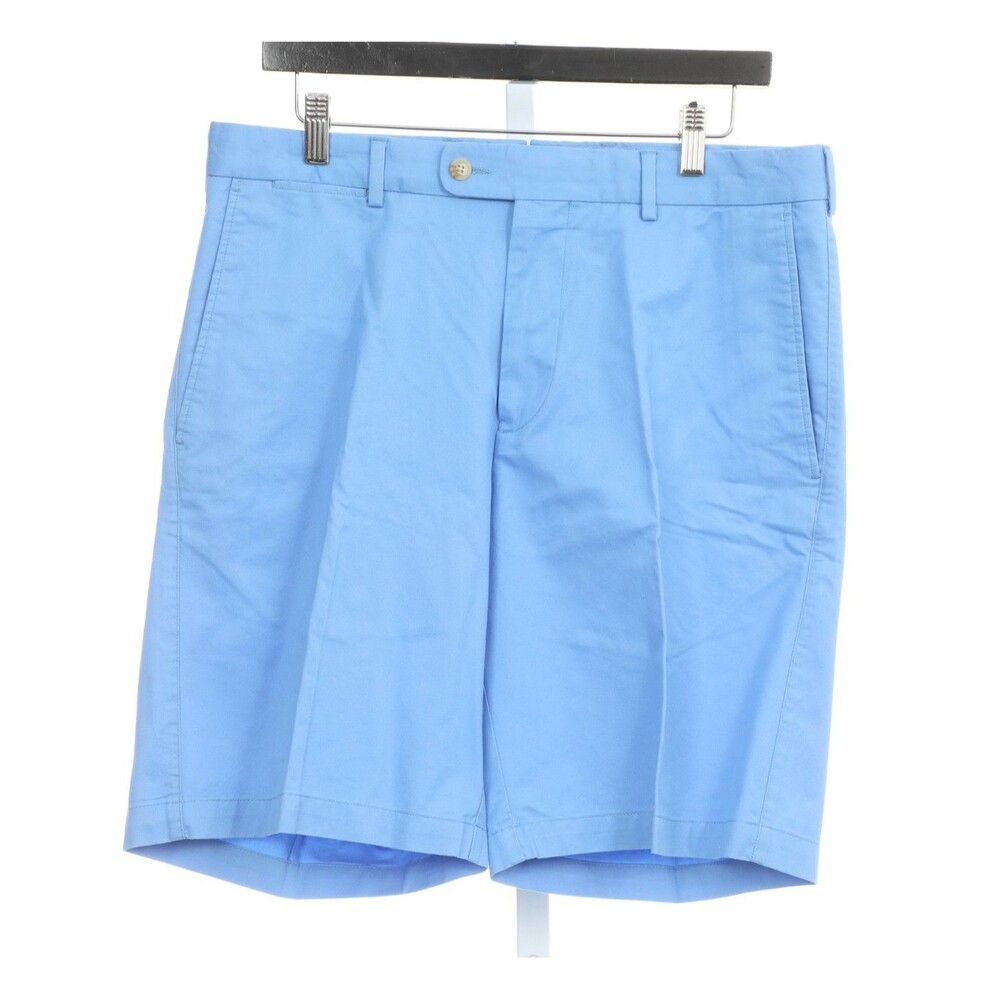 Peter Millar Shorts 34 Bright Ocean Blue Thin Soft Cotton Twill Flat Front Golf